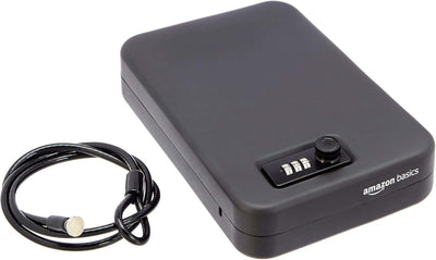 Amazon Basics Cassetta di sicurezza portatile, con serratura a combinazione, per documenti e gioielli, grande, nero