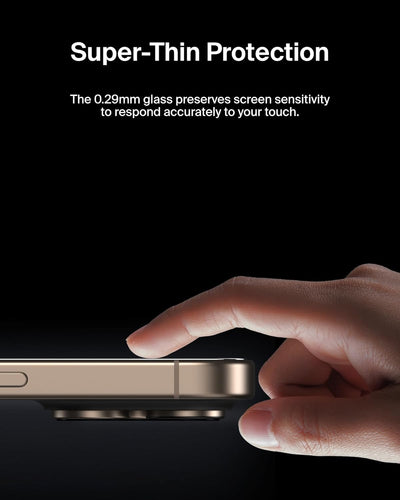 Belkin Recycled Privacy Screen Protector for iPhone 16 Pro 6.3" 2024| Drop & Scratch Protection, Privacy Filter, Anti-Fingerprint, Slim 0.33mm Design, Full Screen, Includes Easy Align Tray
