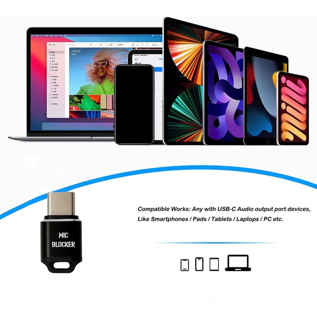 Protezione privacy USB C MIC Blockers per laptop, smartphone, tablet,