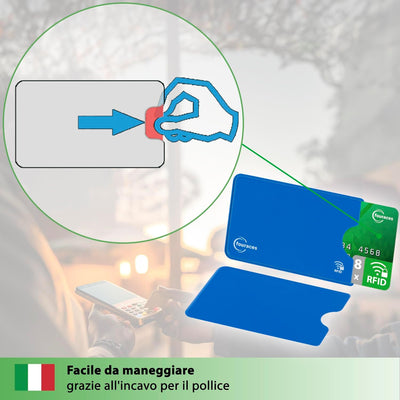 fouraces 8x porta tessere carte di credito con protezione RFID - proteggi tessera, schermato - per bancomat, blocking, protection