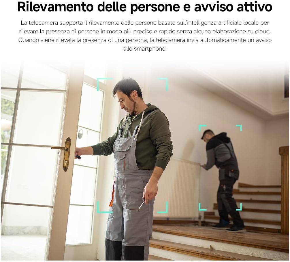 Xiaomi Smart Camera C301 (Videocamera di sorveglianza), risoluzione 2K, protezione privacy, visione notturna a colori, visione completa a 360°, rilvamento delle persone, audio bi-direzionale