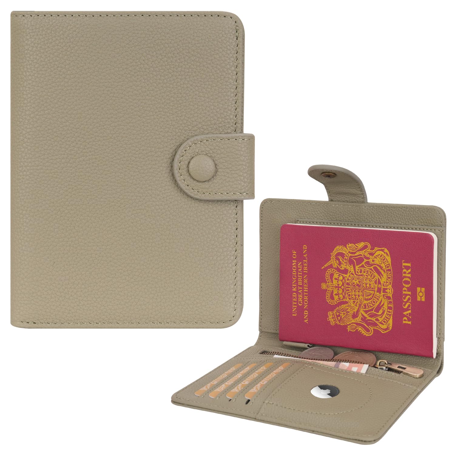 WASON Porta Passaporto in Vera Pelle con RFID, Portafoglio da Viaggio, Scomparti Carte, Tasca Contanti, Portamonete, Slot Tracker, Organizzatore Biglietti Aerei per Uomo e Donna(Zwart)