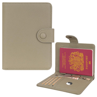 WASON Porta Passaporto in Vera Pelle con RFID, Portafoglio da Viaggio, Scomparti Carte, Tasca Contanti, Portamonete, Slot Tracker, Organizzatore Biglietti Aerei per Uomo e Donna(Zwart)