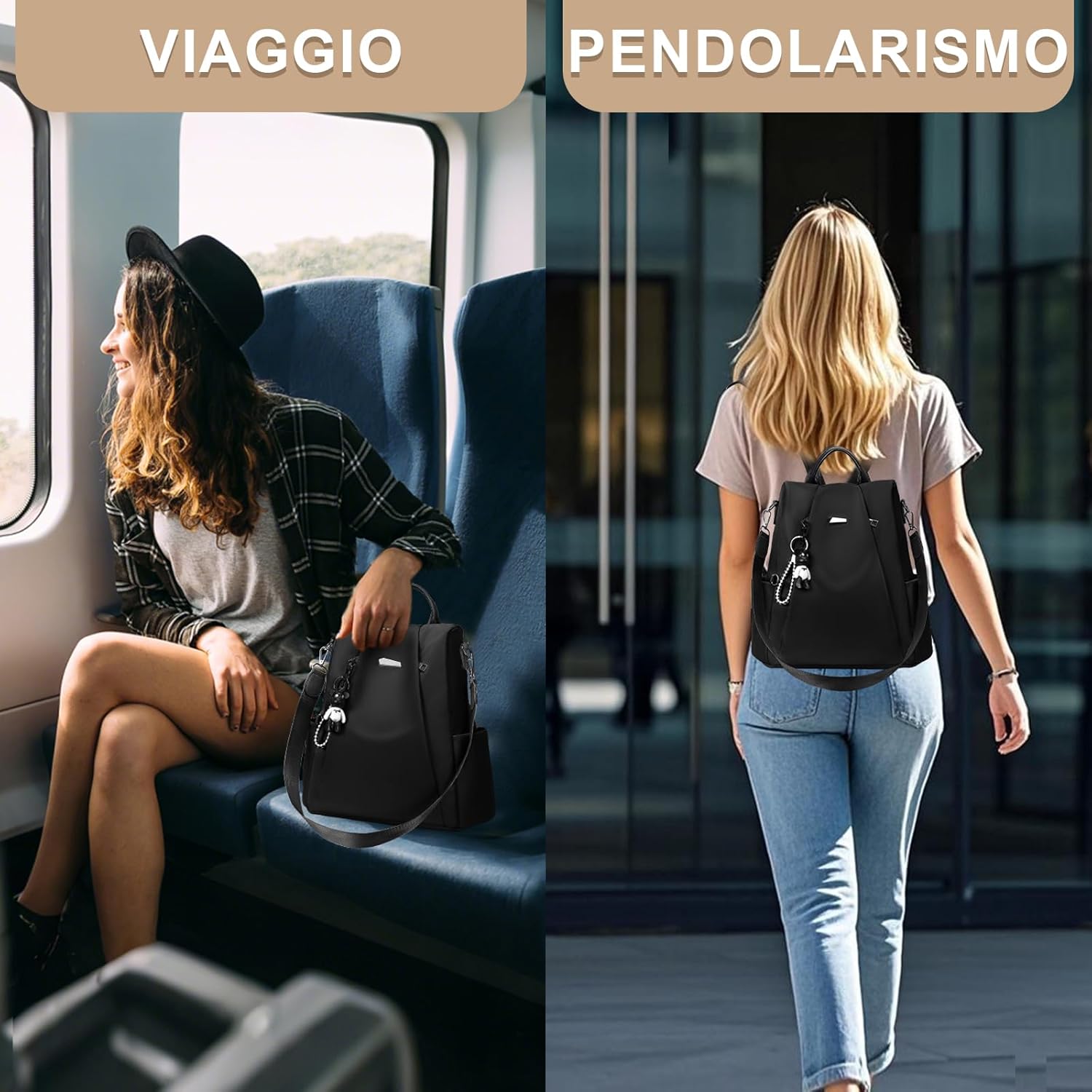 Eshow Zaino Da Donna Antifurto, Zainetto Multifunzionale, Borsa Casual ed Moda per Viaggio, Scuola, Lavoro, Shopping, Visite e Università