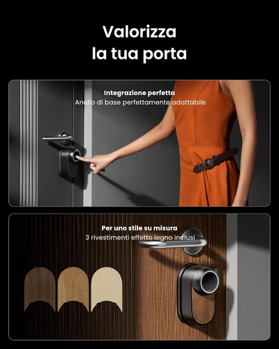 SwitchBot WiFi Smart Lock Ultra Con Tastierino Touchscreen, Serratura Smart Con Impronte Digitali, Serratura Elettronica Con Batteria Ricaricabile, Adatta A Porte Europee, Matter/Alexa/Google