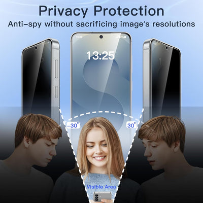 JETech Privacy Pellicola Protettiva per Samsung Galaxy S25 5G, Anti-Spy Vetro Temperato Film, Compatibile con ID Impronte Digitali, Pacco da 2