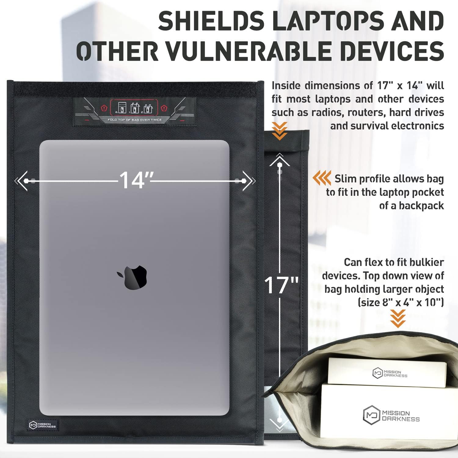 Mission Darkness Non-Window Faraday Bag for Laptops // Device Shielding for Law Enforcement, Military, Executive Privacy, EMP Protection, Travel & Data Security, Anti-hacking & Anti-tracking Assurance
