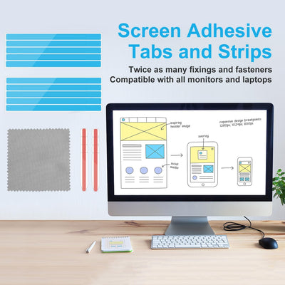 SAVITA 12 Strisce Adesive per Schermo Privacy e 2 Linguette in Plastica per Montaggio a Scorrimento per Monitor di Computer Adesivi per Filtro Privacy per Una Installazione Filtro Privacy per Laptop