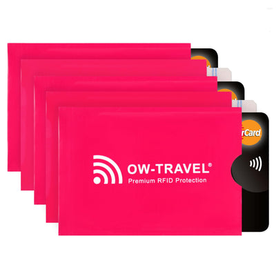 OW-Travel Custodie Blocco RFID. Protezione RFID per Porta Carte di Credito Uomo e Donna e Custodia Passaporto. Proteggi Carte di Credito Contactless. Porta Bancomat Schermato + Custodie Passaporto, 14