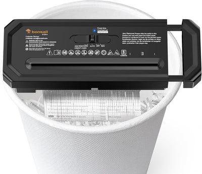 Bonsaii Tritadocumenti da 6 fogli, compatto per ufficio domestico; tritura carte di credito a strisce, P-2, design portatile con manico estendibile, S125-A