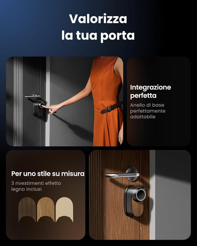 SwitchBot WiFi Smart Lock Ultra con Tastierino Vision Pro, riconoscimento 3D di volto e vene palmari, sblocco contactless, compatibile con cilindri europei. Supporta Matter, Alexa, Google e IFTTT