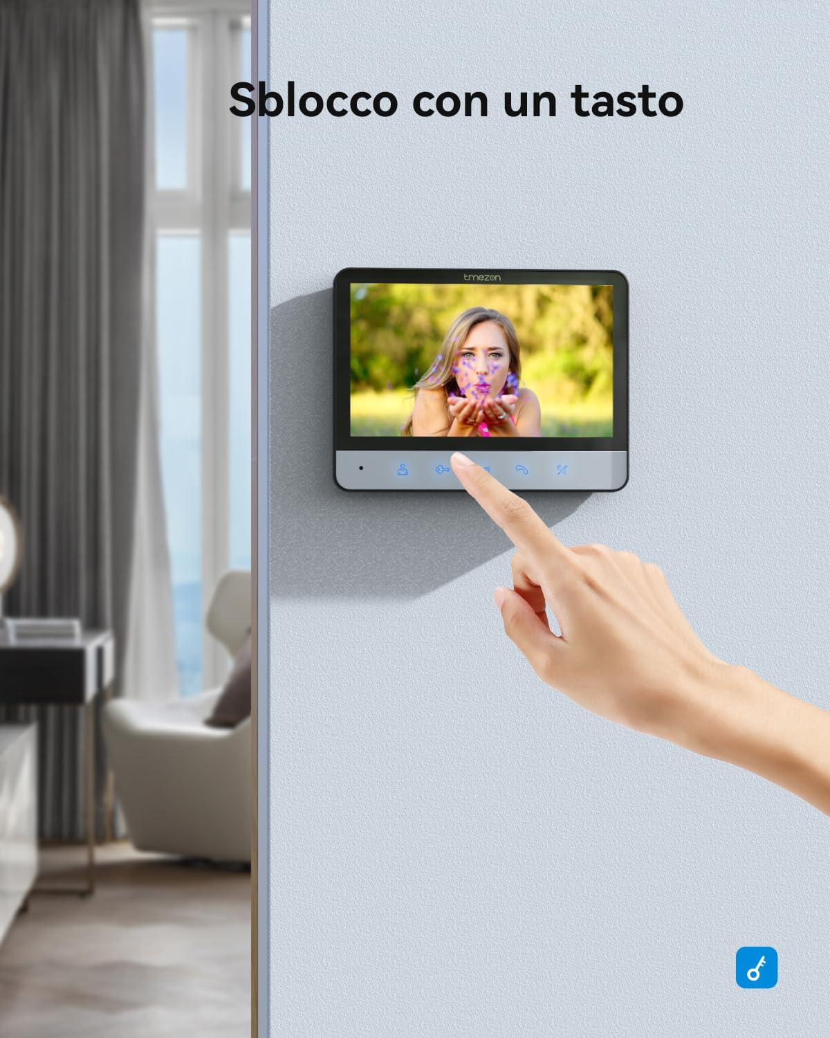 TMEZON Videocitofono 4 fili Monofamiliare Citofoni,Monitor Colori 7 pollici e Campanello esterno con telecamera Visione Notturna,V20