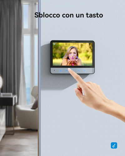 TMEZON Videocitofono 4 fili Monofamiliare Citofoni,Monitor Colori 7 pollici e Campanello esterno con telecamera Visione Notturna,V20