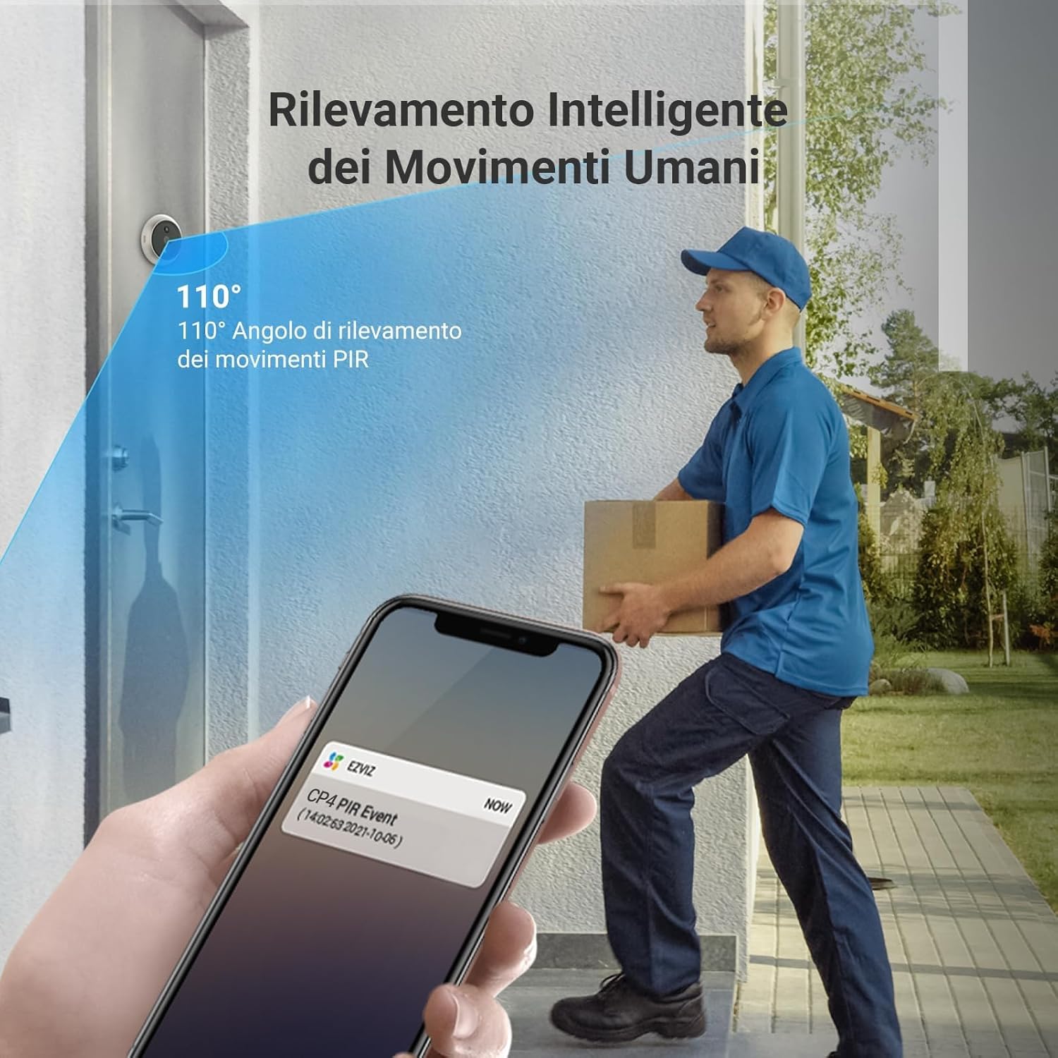 EZVIZ Campanello Digitale con Schermo Tattile a Colori da 4,3'' Videocitofono Senza Fili con Batteria Ricaricabile da 4600 mAh, Rilevamento del Movimento PIR, Audio Bidirezionale, Modello CP4