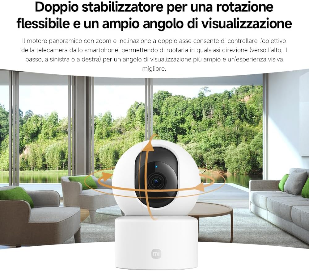 Xiaomi Smart Camera C301 (Videocamera di sorveglianza), risoluzione 2K, protezione privacy, visione notturna a colori, visione completa a 360°, rilvamento delle persone, audio bi-direzionale