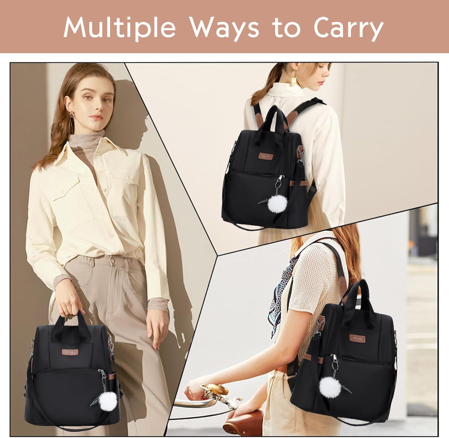 Aucuu Zaino Donna, Zaini Piccolo Antifurto da Donna, Piccoli zaini casual, Borsa da Scuola per Ragazze, Borsa a Zainetto Casual per Shopping Scuola Viaggio Lavoro