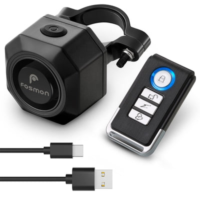 Fosmon Allarme antifurto wireless per bicicletta, con telecomando, impermeabile, a batteria, super forte, 113 dB, allarme di sicurezza per bicicletta, moto, scooter e bici elettrica