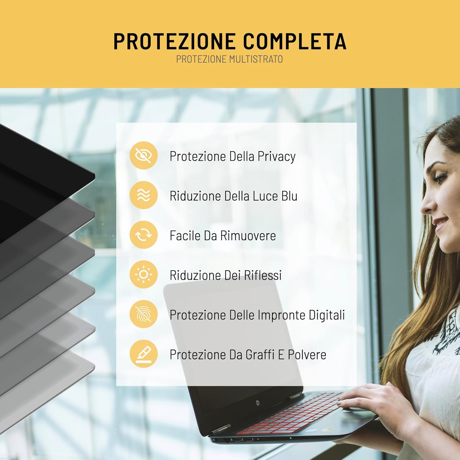 VistaProtect – Filtro Privacy Premium & Filtro Anti Luce Blu, per Laptop & Notebook (14 Pollici - 16:10)