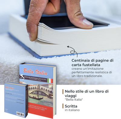 HMF 80935 Cassaforte da baia, cassetta portavalori mimetizzata, pagine di carta autentica | “Bella Italia” | 23 x 15 x 4 cm | iscrizione in italiano