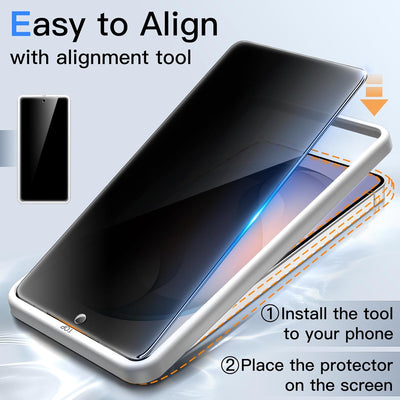 JETech Privacy Pellicola Protettiva per Samsung Galaxy S26, Anti-Spia Vetro Temperato Film con Strumento di Facile Installazione, Compatibile con ID Impronta, 2 Pezzi