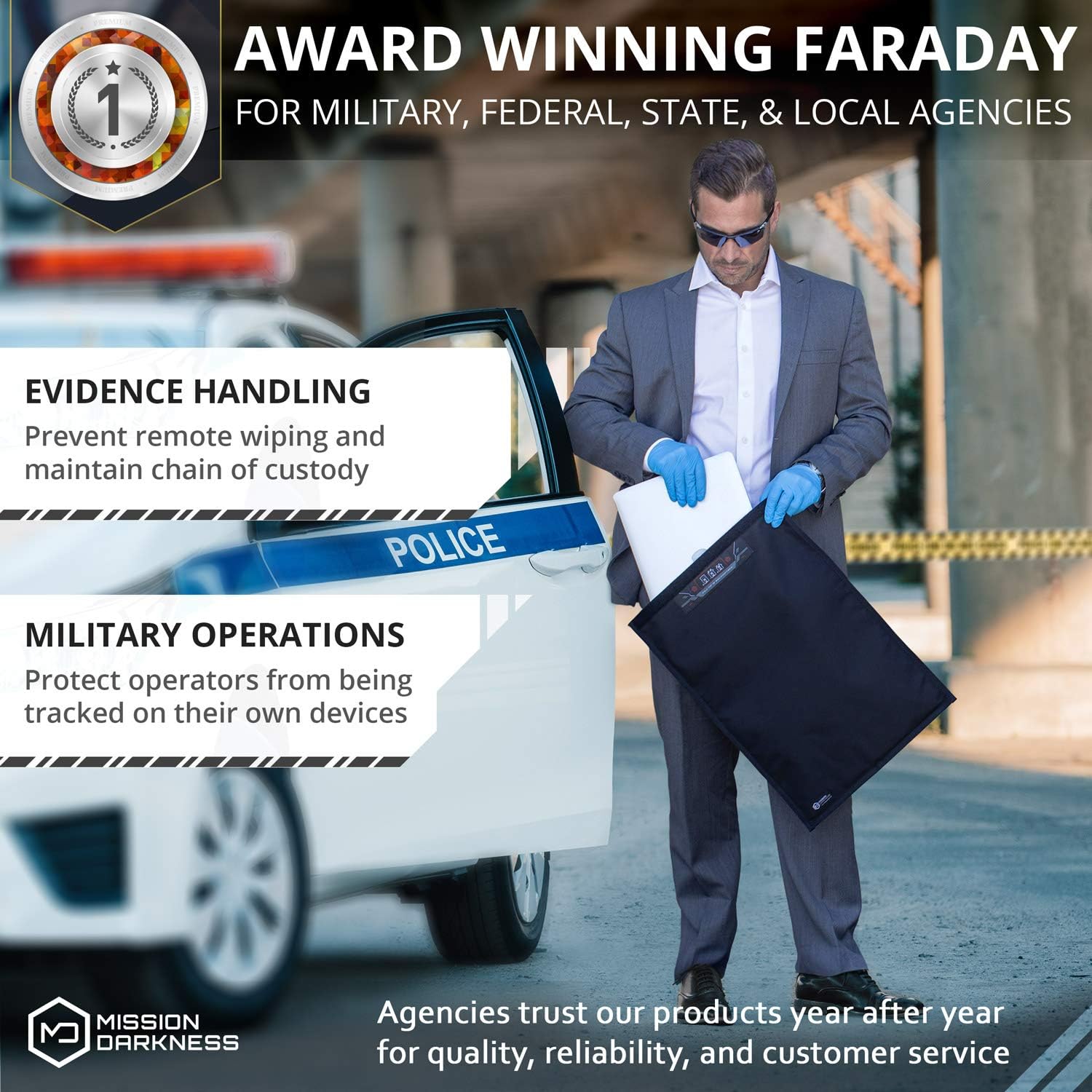 Mission Darkness Non-Window Faraday Bag for Laptops // Device Shielding for Law Enforcement, Military, Executive Privacy, EMP Protection, Travel & Data Security, Anti-hacking & Anti-tracking Assurance