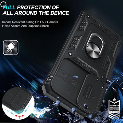 LeYi Cover per Samsung S24 con Vetro Temperato [2 Pack],Custodia con Protezione Fotocamera [Slidable] Antiurto Grado Militare 360° Anello Supporto TPU Bumper CustodieSamsung S 24 5G, Nero