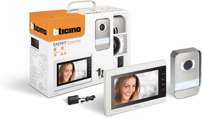 BTICINO 317913 Videocitofono Easykit Essential, Kit Monofamiliare Espandibile, Plug-In 2 Fili, Monitor 7" a Colori, Vivavoce, Visione Notturna, Audio Bidirezionale, Pulsantiera Esterna con Telecamera