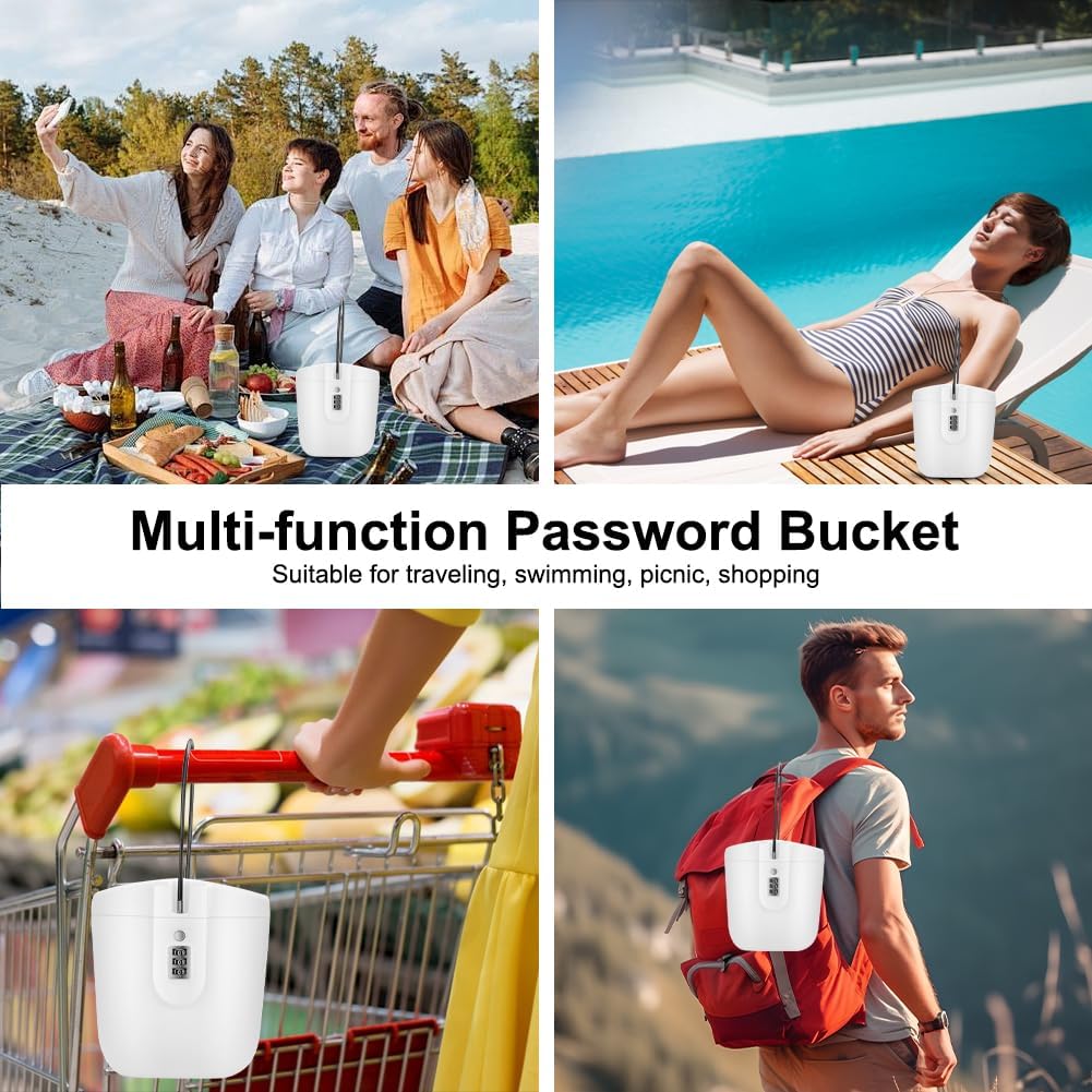 Cassaforte Portatile Antifurto, Cassaforte da Spiaggia per Ancoraggio, Cassaforte Piccola con Codice Numerico, Mini Serratura a Combinazione, Adatta per Campeggio, Spiaggia, Sport (Bianco)