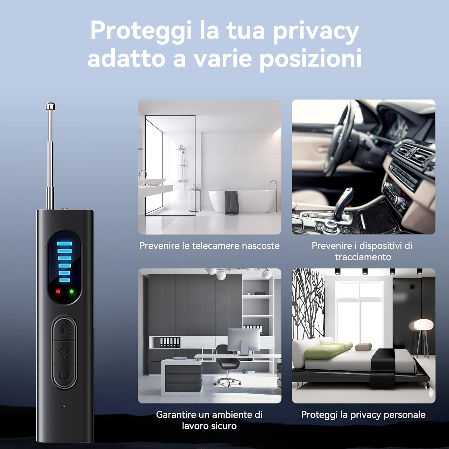 Rilevatore Microspie Professionale - Rilevatore Cimici e Microspie con Scansione GPS, Telecamere Nascoste e Dispositivi per Casa, Hotel, Ufficio | Sicurezza Antispia