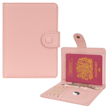 WASON Porta Passaporto in Vera Pelle con RFID, Portafoglio da Viaggio, Scomparti Carte, Tasca Contanti, Portamonete, Slot Tracker, Organizzatore Biglietti Aerei per Uomo e Donna(Zwart)