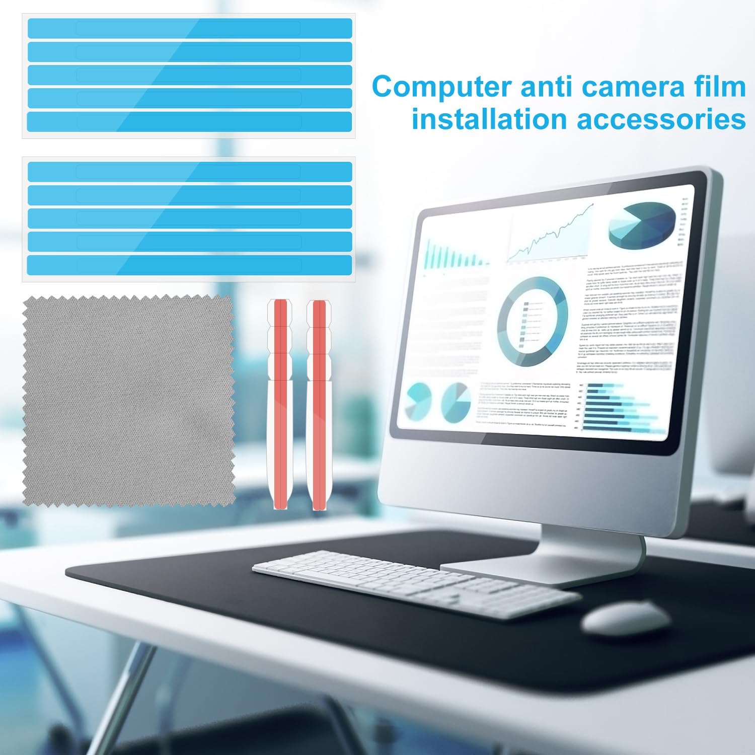 SAVITA 12 Strisce Adesive per Schermo Privacy e 2 Linguette in Plastica per Montaggio a Scorrimento per Monitor di Computer Adesivi per Filtro Privacy per Una Installazione Filtro Privacy per Laptop