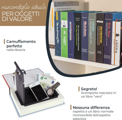 HMF 80935 Cassaforte da baia, cassetta portavalori mimetizzata, pagine di carta autentica | “Bella Italia” | 23 x 15 x 4 cm | iscrizione in italiano