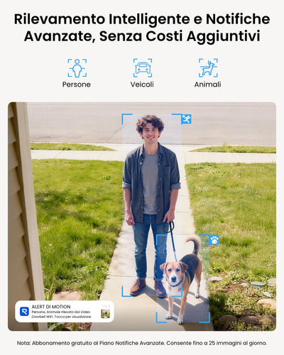 Reolink 5MP Videocitofono Wi-Fi 2,4/5 GHz con Chime, Rilevamento e Avvisi di Uomo, Video Campanello, Audio Bidirezionale, Visione Notturna a Infrarossi, Video Doorbell Supporta microSD e Cloud, Nero