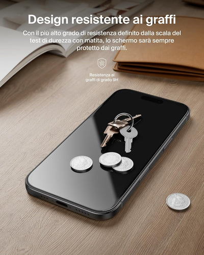 Belkin ScreenForce InvisiGlass Privacy Pellicola iPhone 17 Pro Max, Pellicola Protettiva Resistente a Graffi e Impatti, con Supporto Easy Align per un'Applicazione Senza Bolle, Vetro Riciclato