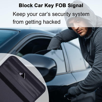 Wisdompro Faraday borsa con schermo protettivo, blocca i segnali RFID, custodia a forma di borsa per proteggere la privacy del cellulare e chiavi auto, anti-tracciamento e anti-spionaggio, nero, L