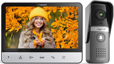 TMEZON Videocitofono 4 fili Monofamiliare Citofoni,Monitor Colori 7 pollici e Campanello esterno con telecamera Visione Notturna,V20