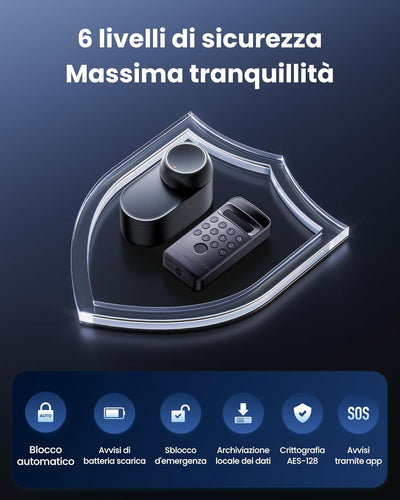 SwitchBot WiFi Smart Lock Ultra con Tastierino Vision Pro, riconoscimento 3D di volto e vene palmari, sblocco contactless, compatibile con cilindri europei. Supporta Matter, Alexa, Google e IFTTT