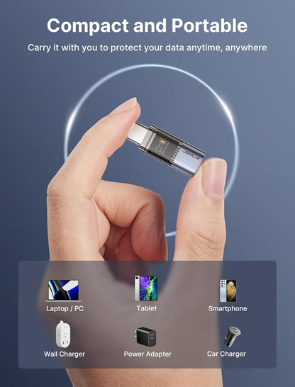 JSAUX Blocco Dati USB e Blocco Dati USB C(4 Pezzi), Data Blocker Trasparente Tipo A e Tipo C Solo per la Carica, Protezione Contro il Juice Jacking, Rifiuto dell'hacking e Ricarica Sicura