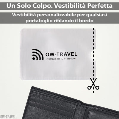 OW-Travel Custodie Blocco RFID. Protezione RFID per Porta Carte di Credito Uomo e Donna e Custodia Passaporto. Proteggi Carte di Credito Contactless. Porta Bancomat Schermato + Custodie Passaporto, 14