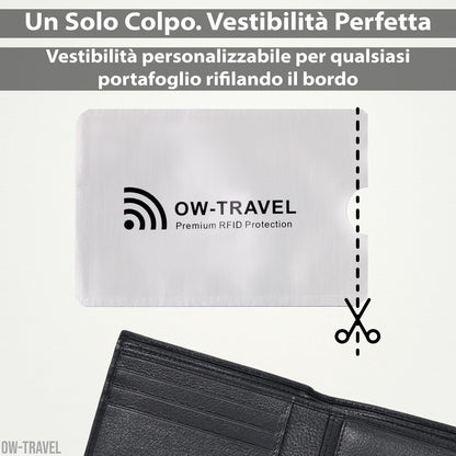 OW-Travel Custodie Blocco RFID. Protezione RFID per Porta Carte di Credito Uomo e Donna e Custodia Passaporto. Proteggi Carte di Credito Contactless. Porta Bancomat Schermato + Custodie Passaporto, 14