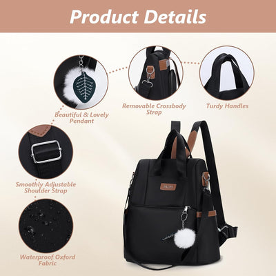 Aucuu Zaino Donna, Zaini Piccolo Antifurto da Donna, Piccoli zaini casual, Borsa da Scuola per Ragazze, Borsa a Zainetto Casual per Shopping Scuola Viaggio Lavoro