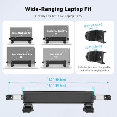 AboveTEK Blocco di Sicurezza per Laptop con 2m Cavo Chiavato: Stazione di Bloccaggio Antifurto, Larghezza Regolabile 28,2-39,8CM, Opzione di Montaggio Fisso o Portatile, Adatto per Notebook da 12"-16"