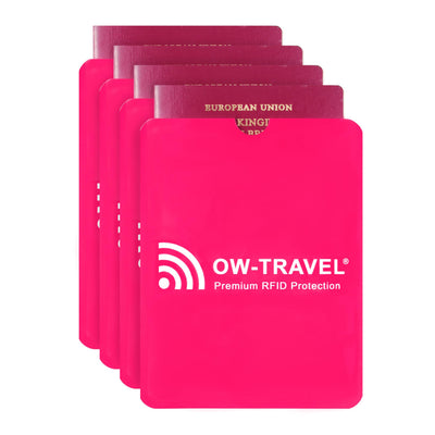 OW-Travel Custodie Blocco RFID. Protezione RFID per Porta Carte di Credito Uomo e Donna e Custodia Passaporto. Proteggi Carte di Credito Contactless. Porta Bancomat Schermato + Custodie Passaporto, 14