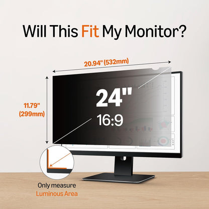 Amazon Basics Filtro privacy per schermo, per 24" (60.96 cm) Monitor Widescreen (16:9)