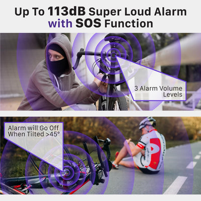 Fosmon Allarme antifurto wireless per bicicletta, con telecomando, impermeabile, a batteria, super forte, 113 dB, allarme di sicurezza per bicicletta, moto, scooter e bici elettrica
