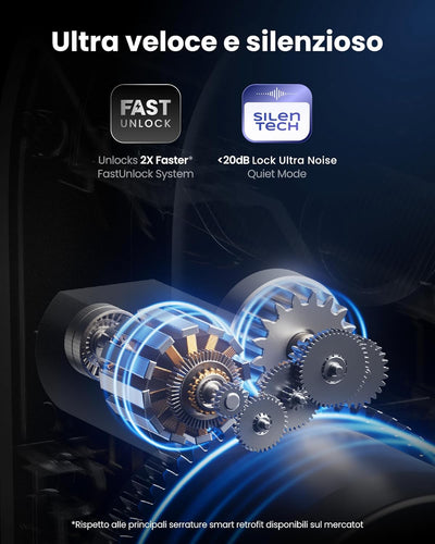 SwitchBot WiFi Smart Lock Ultra con Tastierino Vision Pro, riconoscimento 3D di volto e vene palmari, sblocco contactless, compatibile con cilindri europei. Supporta Matter, Alexa, Google e IFTTT