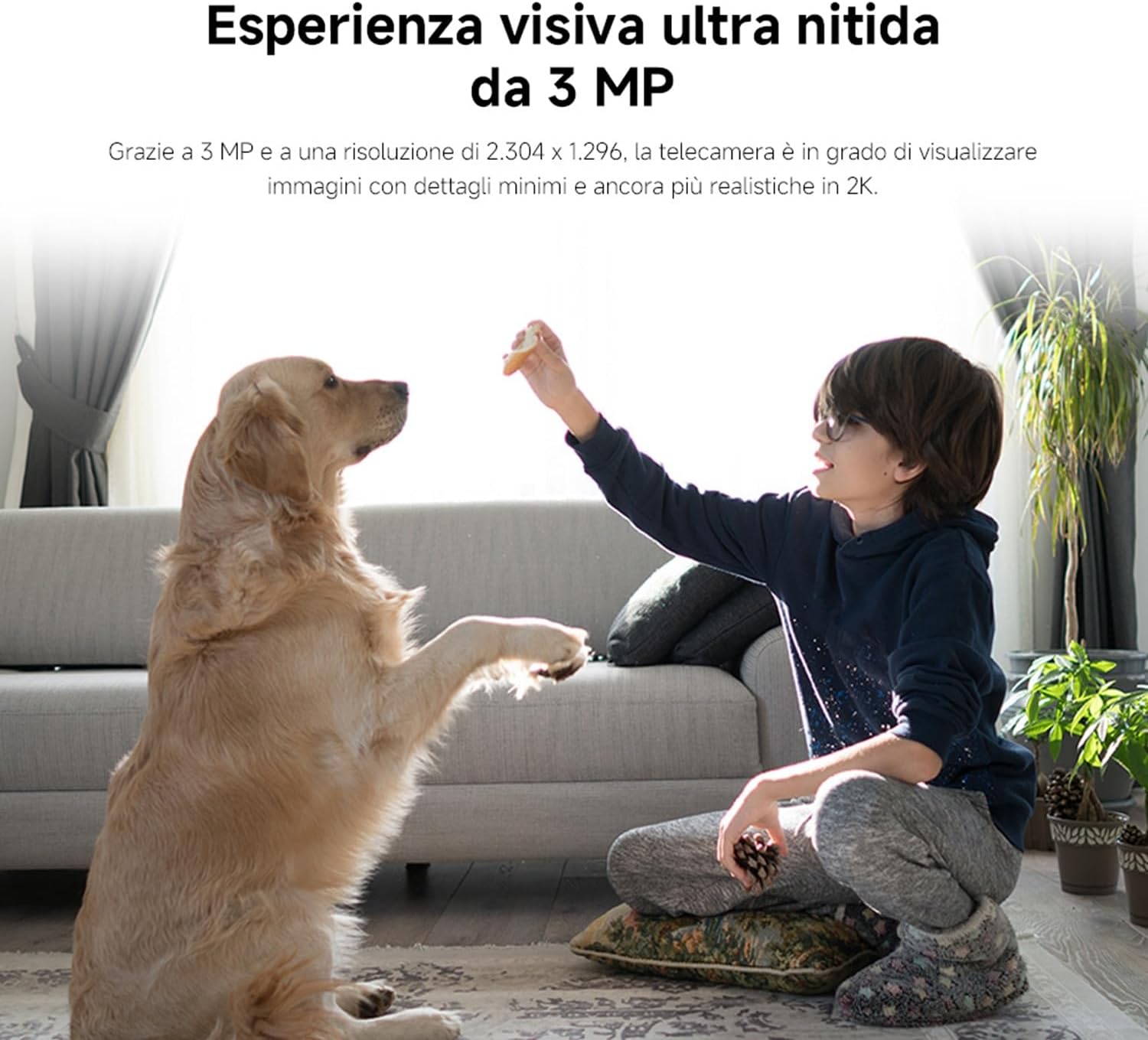 Xiaomi Smart Camera C301 (Videocamera di sorveglianza), risoluzione 2K, protezione privacy, visione notturna a colori, visione completa a 360°, rilvamento delle persone, audio bi-direzionale
