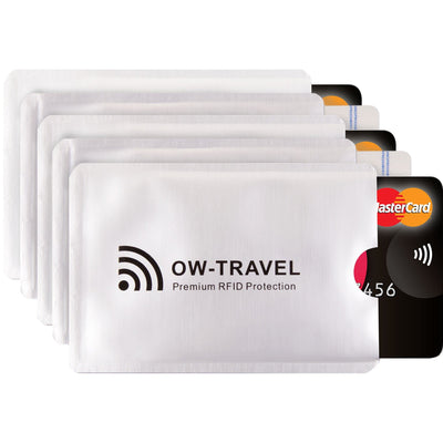 OW-Travel Custodie Blocco RFID. Protezione RFID per Porta Carte di Credito Uomo e Donna e Custodia Passaporto. Proteggi Carte di Credito Contactless. Porta Bancomat Schermato + Custodie Passaporto, 14