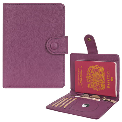 WASON Porta Passaporto in Vera Pelle con RFID, Portafoglio da Viaggio, Scomparti Carte, Tasca Contanti, Portamonete, Slot Tracker, Organizzatore Biglietti Aerei per Uomo e Donna(Zwart)