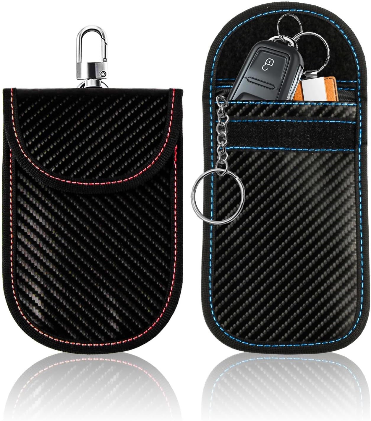 custodia protettiva per chiavi auto, blocco RFID, protezione Keyless, Faraday Bags, custodia antifurto (rosso, blu)